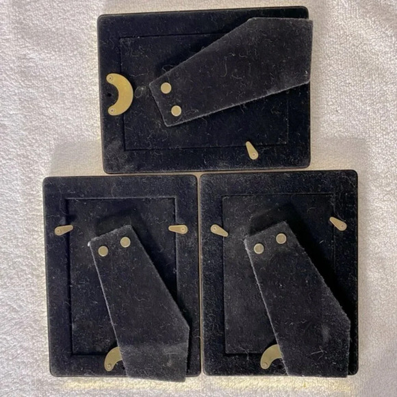 Vintage Gold Brass Tone Diagonal Ribbed Texture Picture Frames X3 - Picture 4 of 13